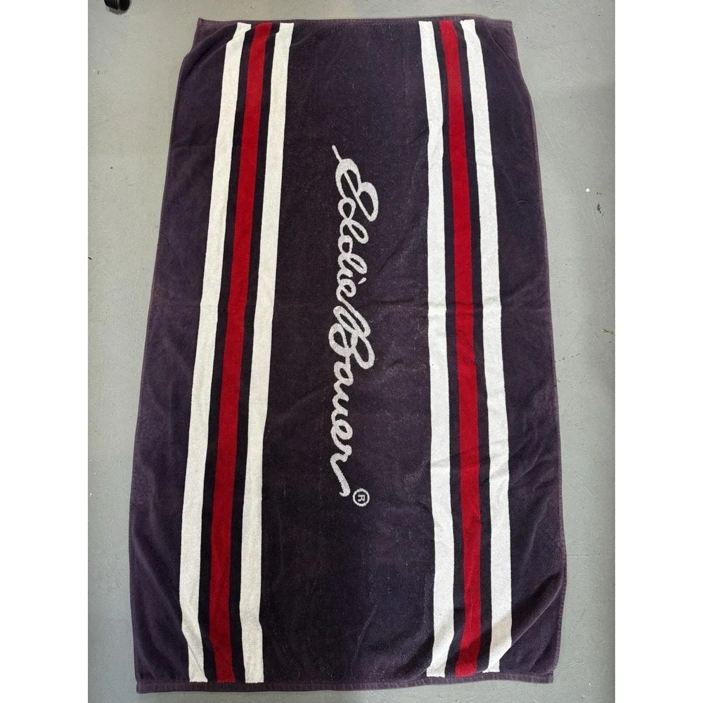 VTG 2 Eddie Bauer Beach Towels Sheet Nautical Stripes Towel READ